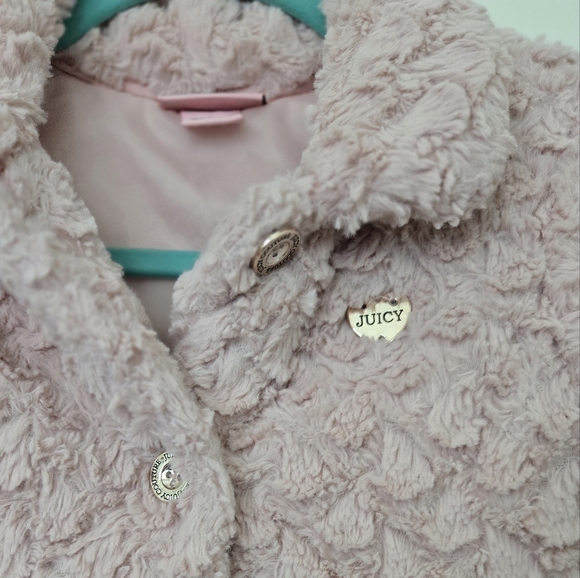 JUICY COUTURE PLUSH DRESS Peacoat Coat Blush Pink Girls 6 - Picture 2 of 6